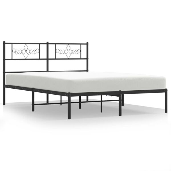 vidaXL Bed Frame Black Steel Full Bed Frame Rectangular Modern