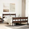 vidaXL Bed Frame Brown oak Steel and engineered wood 55.1 x 74.8 in