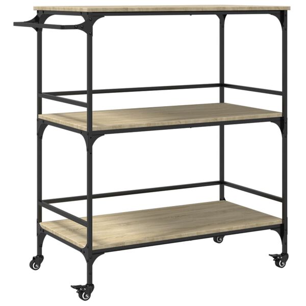 vidaXL Kitchen Trolley Sonoma Oak 39.6"x19.7"x41.3" Engineered Wood