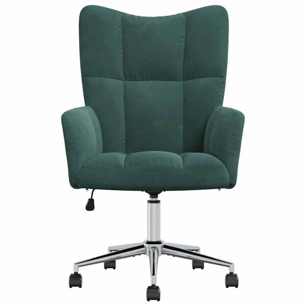 vidaXL Relaxing Chair Dark Green Velvet (100% Polyester), Steel, Foam