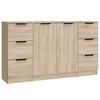vidaXL Sideboard Set of 3 Sonoma Oak Engineered Wood Medium Sideboard