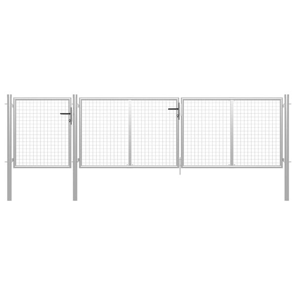 vidaXL Garden Gate Steel 157.5x29.5" Silver
