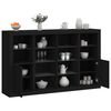 vidaXL Sideboard Set of 3 Black Engineered Wood, Glass Medium Storage