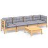 vidaXL Garden Lounge Set Natural wood and grey