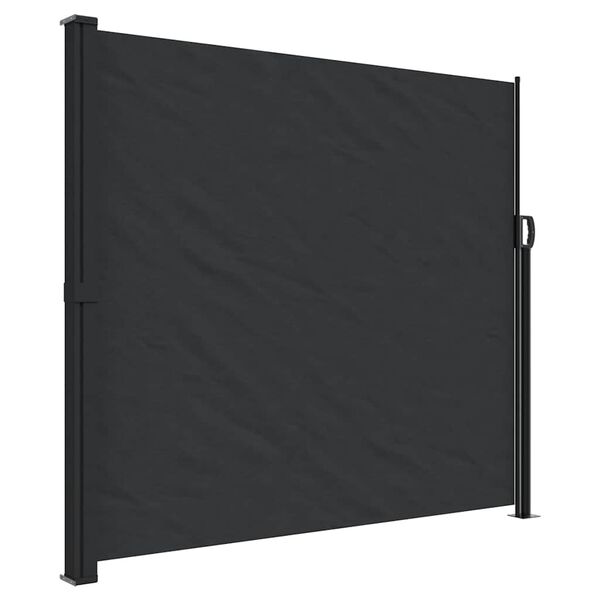 vidaXL Retractable Side Awning Black 100% polyester with PU coating