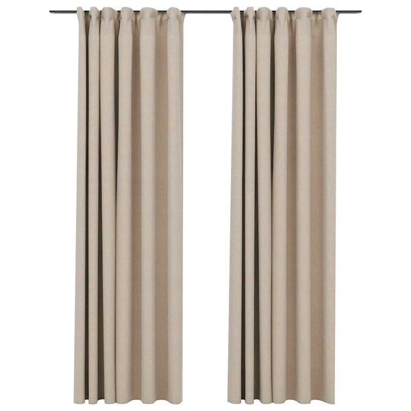 vidaXL Linen-Look Blackout Curtains with Hooks 2 pcs Beige 55.1x96.5"