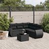 vidaXL Garden Sofa Set Black PE rattan, Powder-coated steel, Tempered glass