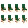 vidaXL Reclining Patio Chairs with Cushions 8 pcs Solid Teak Wood