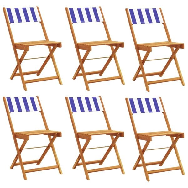 vidaXL Garden Chair Set of 6 Blue and white