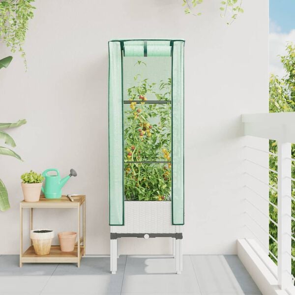 vidaXL Raised Bed White Polypropylene Medium Rope Raised Bed Square