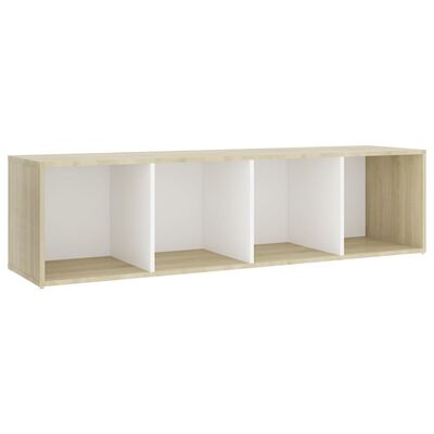 vidaXL TV Stand White and Sonoma Oak 56.1"x13.8"x14.4" Engineered Wood