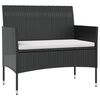 vidaXL Garden Lounge Set Black PE rattan, powder-coated steel, glass