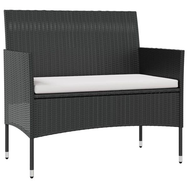 vidaXL Garden Lounge Set Black PE rattan, powder-coated steel, glass