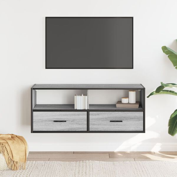 vidaXL TV Cabinet Grey Sonoma Engineered wood, Metal Medium TV Cabinet
