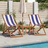 vidaXL Beach Chair Blue and white Solid eucalyptus wood and polyester fabric