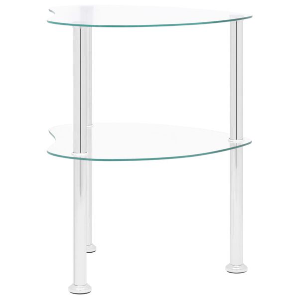 vidaXL Side Table Clear Tempered Glass, Stainless Steel 201 Medium