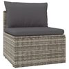 vidaXL Garden Lounge Set Grey PE rattan, Powder-coated steel, Polyester, PVC