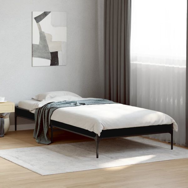 vidaXL Bed Frame Black Engineered wood, Metal, Plywood