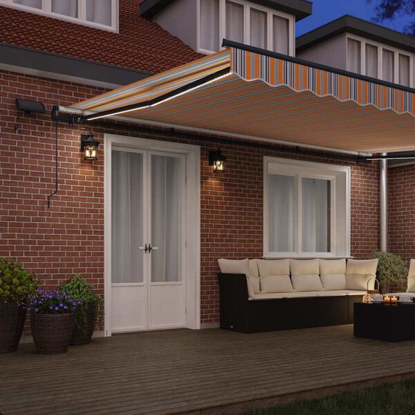 vidaXL Retractable Awning Multicolour 196.85" x 118.11
