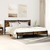 vidaXL Bed Frame Smoked Oak Steel, Engineered Wood Full Bed Frame
