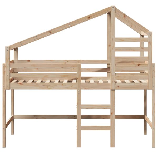 vidaXL Loft Bed Pine Solid pine wood 31.5 x 79 in Loft Bed Rectangular