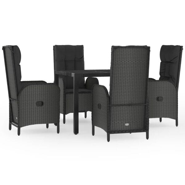 vidaXL Garden Dining Set Black
