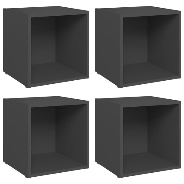 vidaXL TV Cabinet Set of 4 Gray Engineered wood 14.6 x 13.8 x 14.6 in