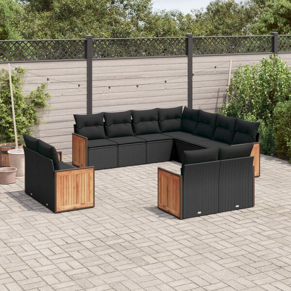 vidaXL Garden Sofa Set Black