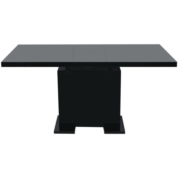 vidaXL Kitchen Table Glossy Black MDF, Steel Extendable Dining Table