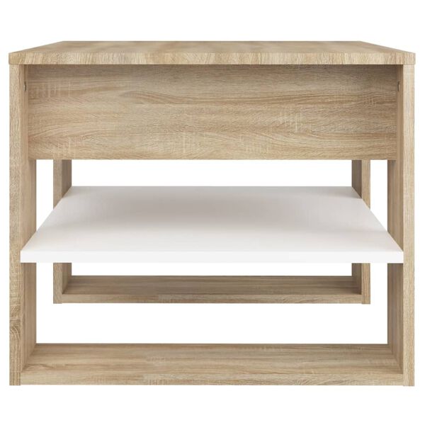 vidaXL Coffee Table White and Sonoma Oak Engineered Wood Small
