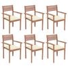 vidaXL Stackable Chair Set of 6 Warm wood Solid Teak Wood