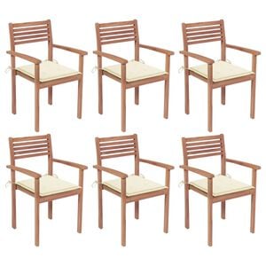 vidaXL Stackable Chair Set of 6 Warm wood Solid Teak Wood