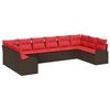 vidaXL Sofa Set with Cushion 10 pcs Brown Synthetic: Poly Rattan