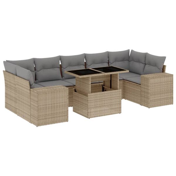 vidaXL Garden Sofa Set Beige, Light grey