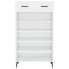 vidaXL Shoe Cabinet High gloss white Engineered wood, iron, aluminum
