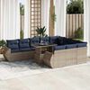 vidaXL 11 Piece Patio Sofa Set with Cushions Gray Poly Rattan Acacia