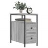 vidaXL Nightstand Grey Sonoma Engineered Wood Adjustable Feet Nightstand