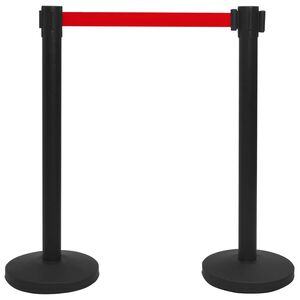 vidaXL Stanchion with Belt Airport Barrier Steel Black