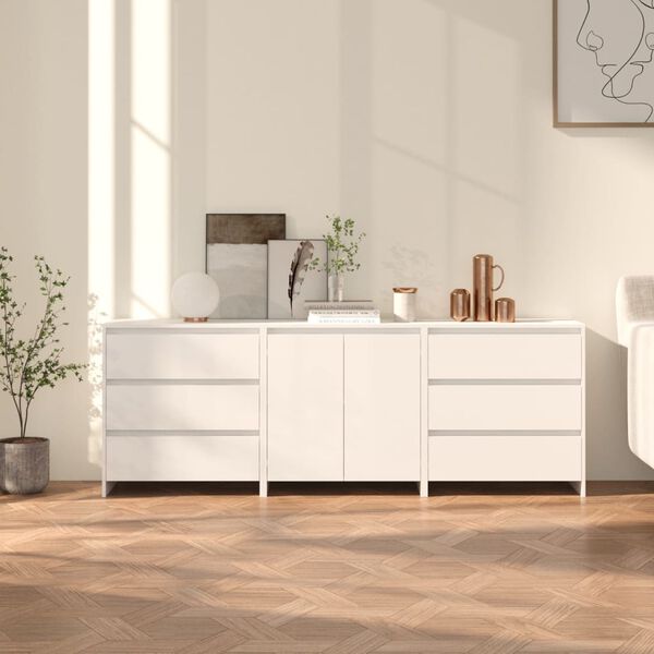 vidaXL Sideboard Set of 3 White Engineered Wood Medium Sideboard