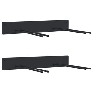 vidaXL Patio Tool Storage Racks Wall Mounted 2 pcs Black Steel