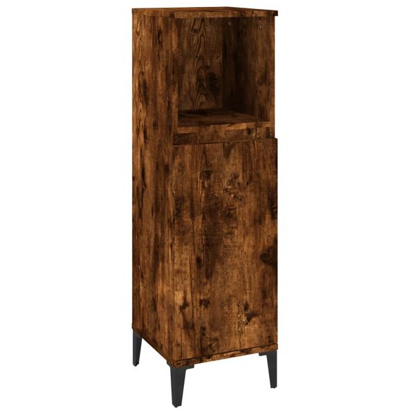 vidaXL Bathroom Cabinet Smoked Oak Engineered wood, metal