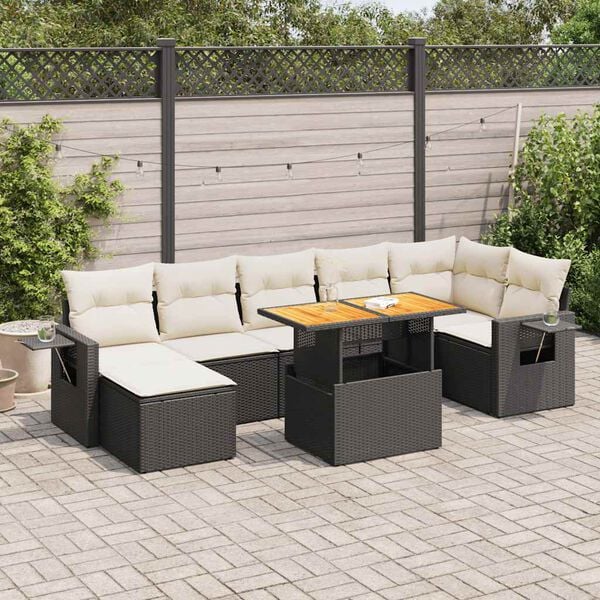 vidaXL Garden Sofa Set Black, Cream White