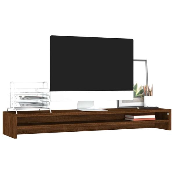 vidaXL Monitor Stand Brown Oak 39.4"x9.4"x5.1" Engineered Wood