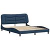 vidaXL Bed Frame Blue Polyester, Metal, Solid Pine Wood, Plywood Queen