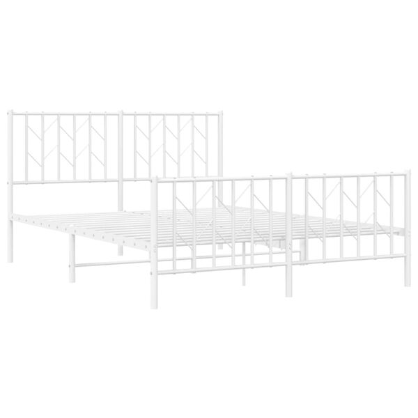 vidaXL Bed Frame White Steel Double Bed Frame Rectangular
