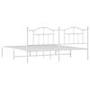 vidaXL Bed Frame White Powder-coated steel Double Bed Frame