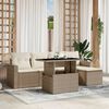 vidaXL Garden Sofa Set Beige PE rattan, powder-coated steel, tempered glass