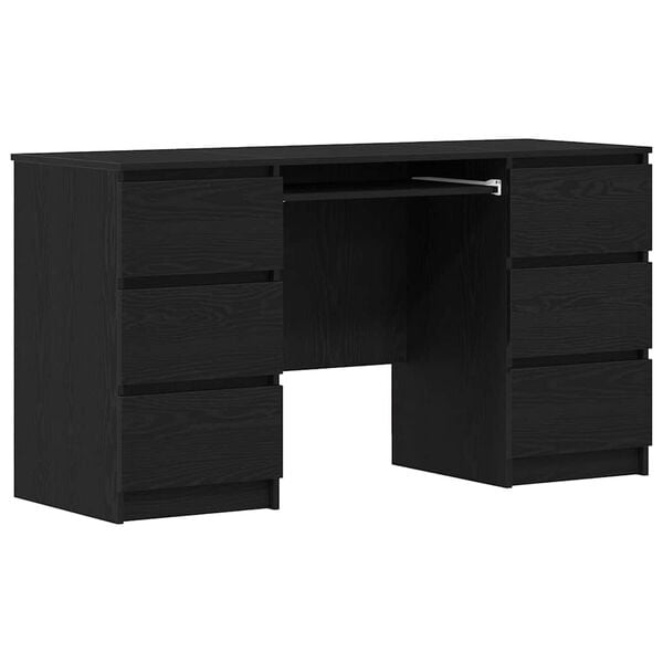 vidaXL Desk Black Oak 55.12 x 19.69 x 29.92 in Engineered Wood