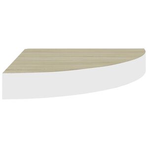 vidaXL Wall Corner Shelf Oak and White 13.7"x13.7"x1.4" MDF