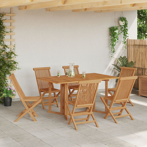 vidaXL Garden Dining Set 7 pcs Brown Solid Teak Wood